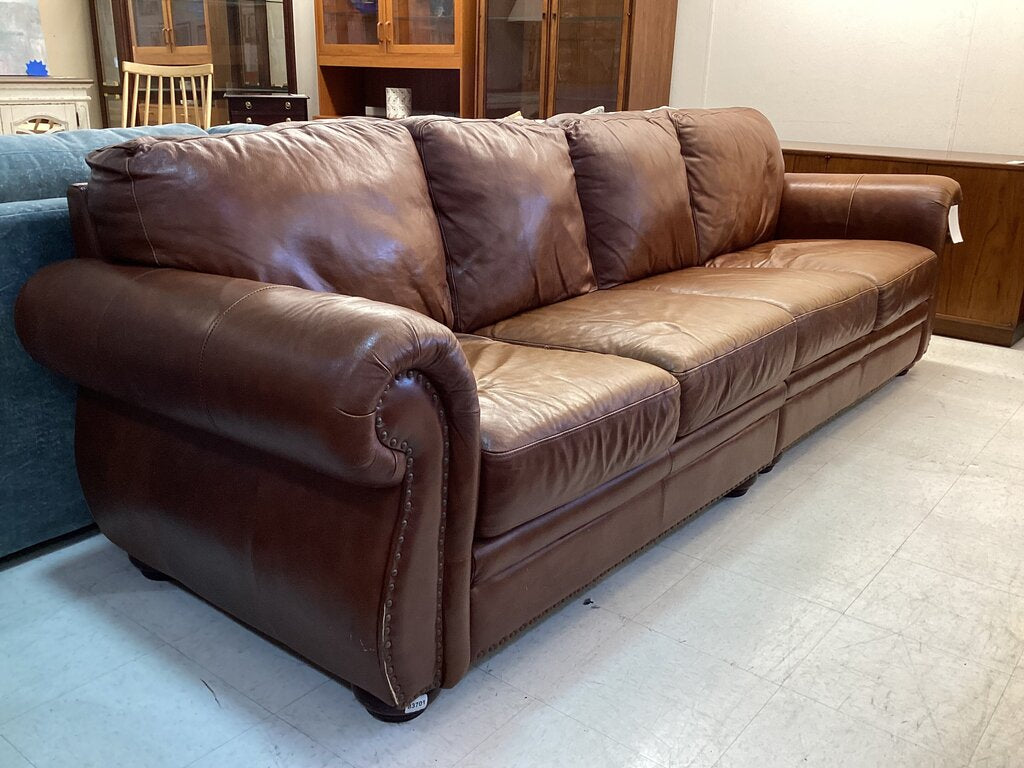 83701 (8520-3) Brown 4 Seat Leather Sofa 111x36x36