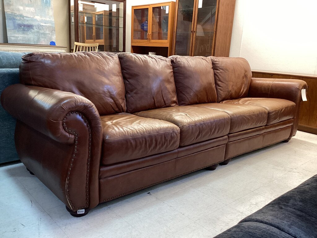 83701 (8520-3) Brown 4 Seat Leather Sofa 111x36x36
