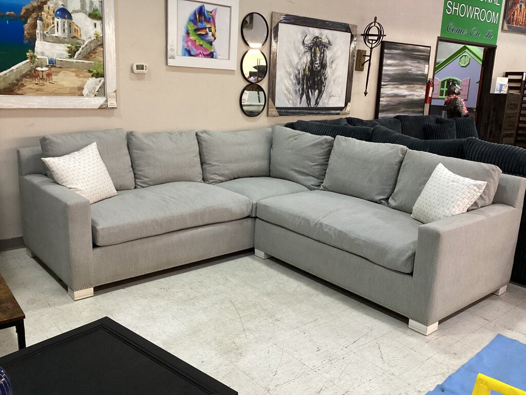 83723 - Down Filled Over Stuffed Gray 2pc Sectional 104x109x35