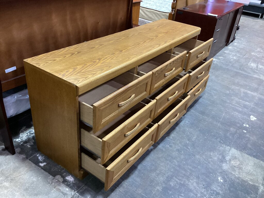 83758 (8521-1) Oak 9 Drawer Dresser 73x19x30