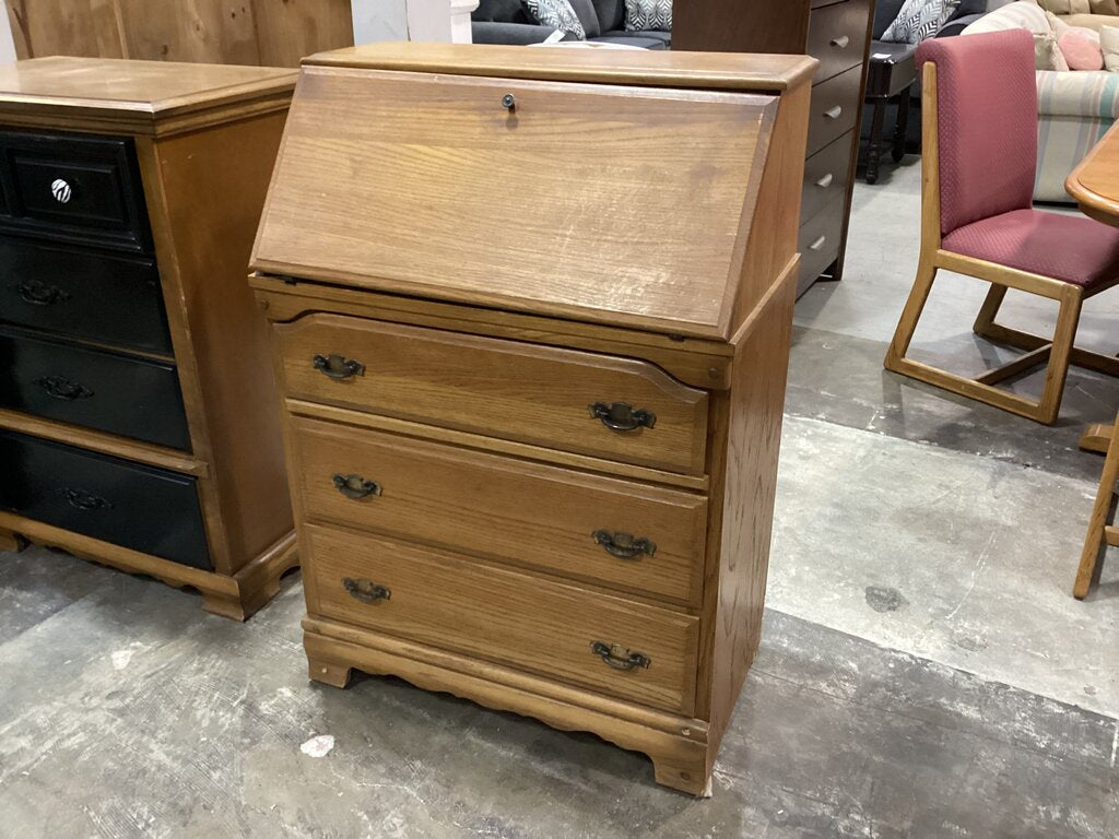 83782 - Oak Drop Front Secretary 30x17x44