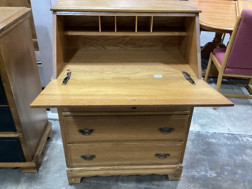 83782 - Oak Drop Front Secretary 30x17x44