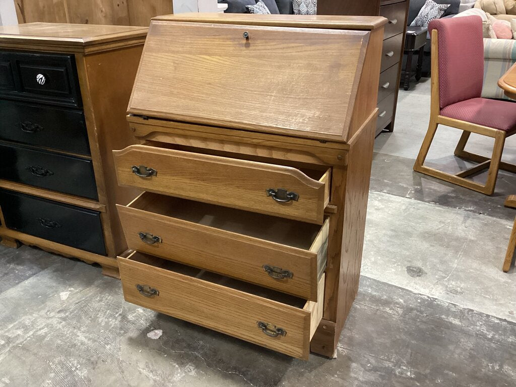 83782 - Oak Drop Front Secretary 30x17x44