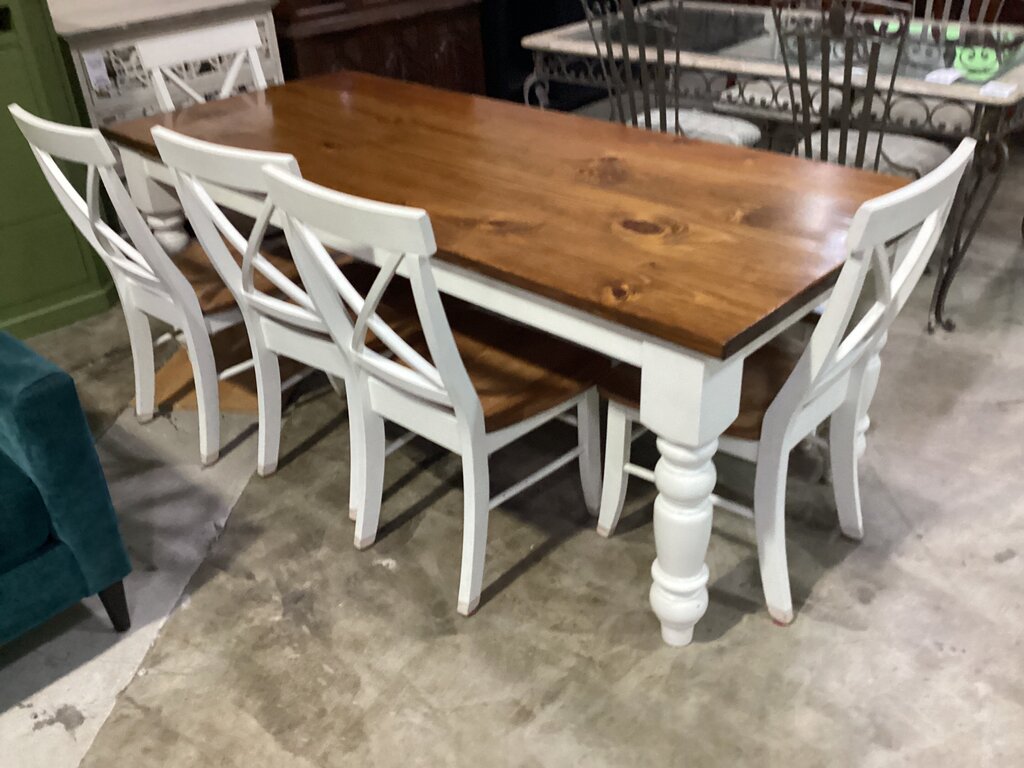 83839 - James & James Customized 7pc Farmhouse Dining Set 84x35x30