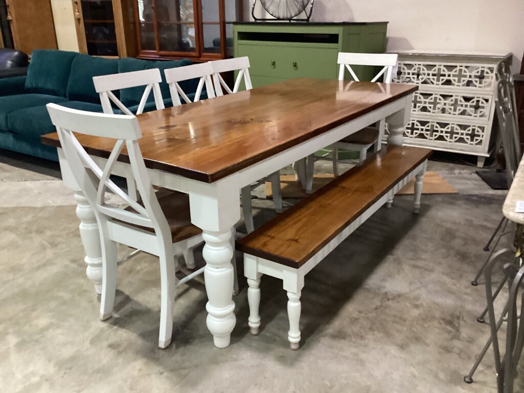 83839 - James & James Customized 7pc Farmhouse Dining Set 84x35x30
