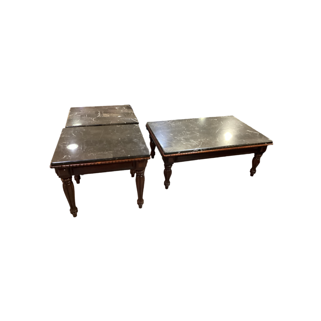 83704 - 3pc Marble Top Table Set 48x32x20, 26x23x25