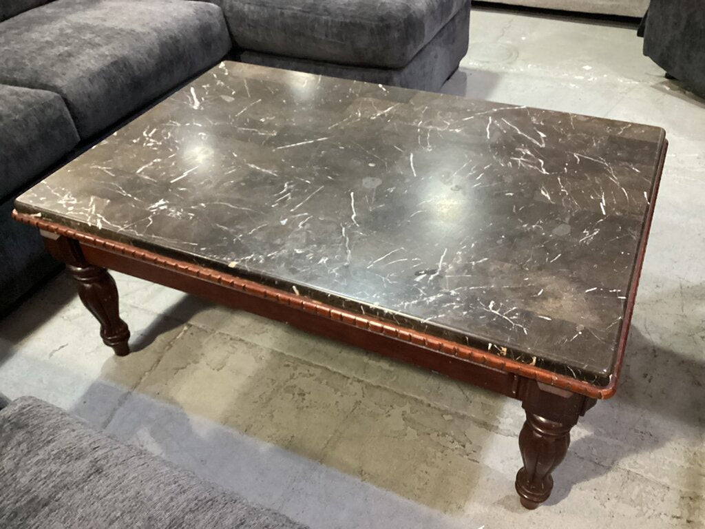 83704 - 3pc Marble Top Table Set 48x32x20, 26x23x25