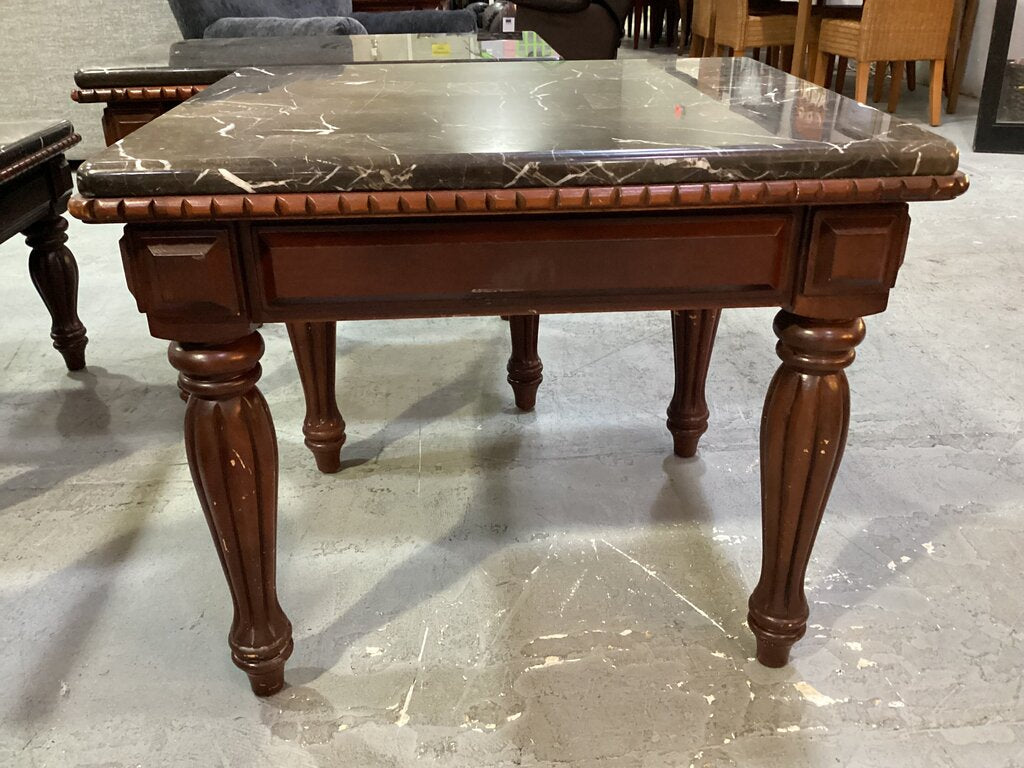 83704 - 3pc Marble Top Table Set 48x32x20, 26x23x25