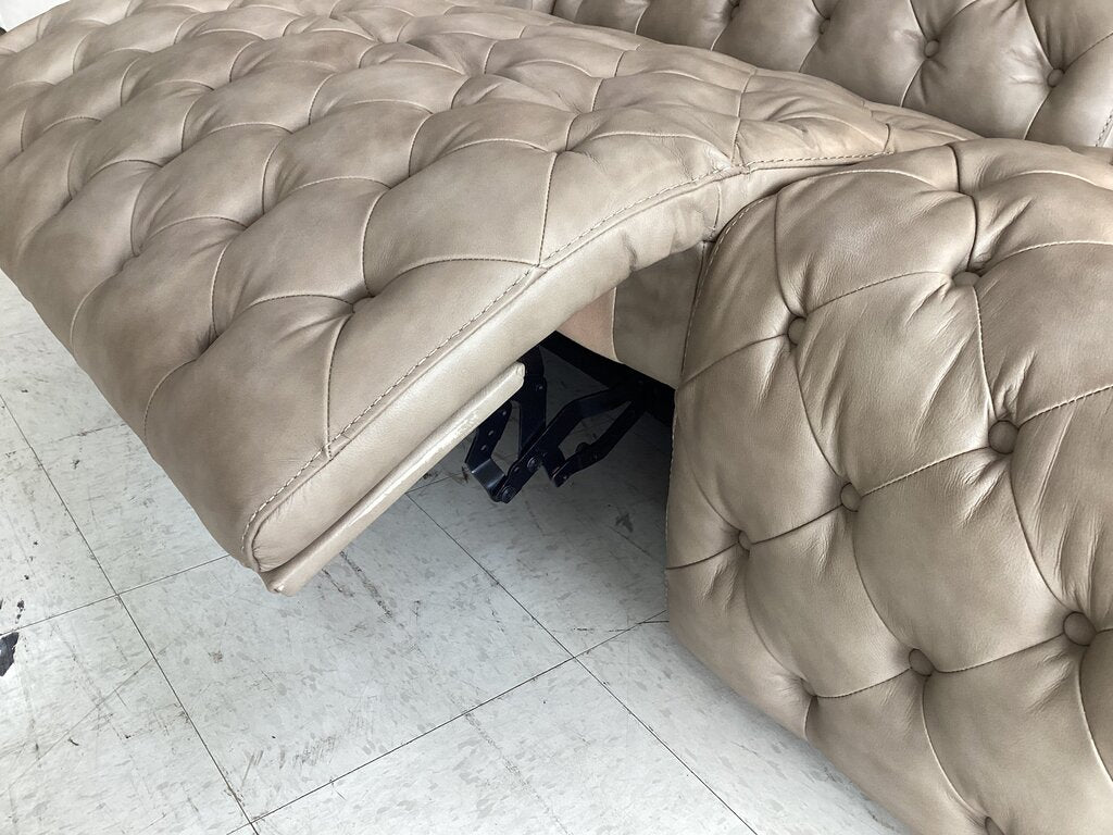 83499 - Hooker Savion Taupe Leather Chesterfield Sofa 89x43x30
