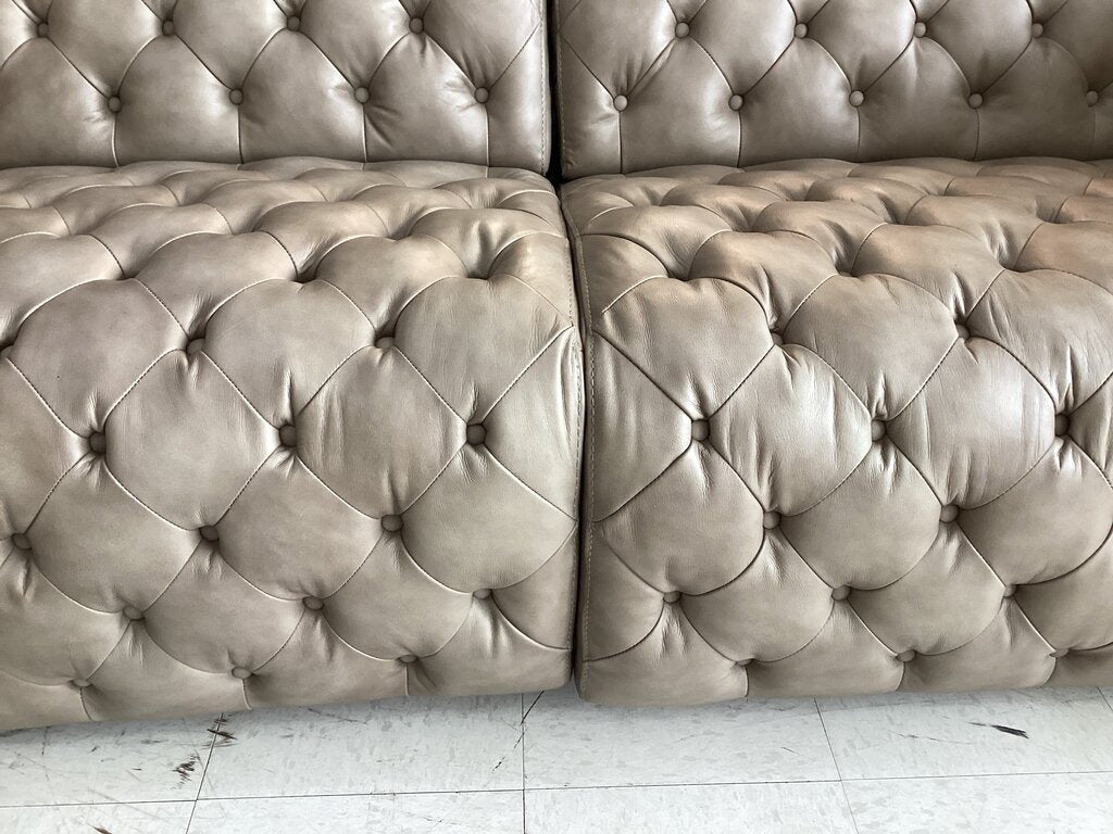 83499 - Hooker Savion Taupe Leather Chesterfield Sofa 89x43x30
