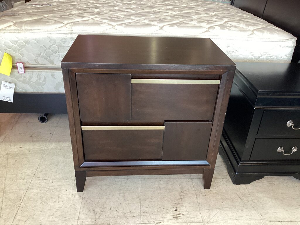 83870 - Two Drawer Brown Nightstand 29x18x30