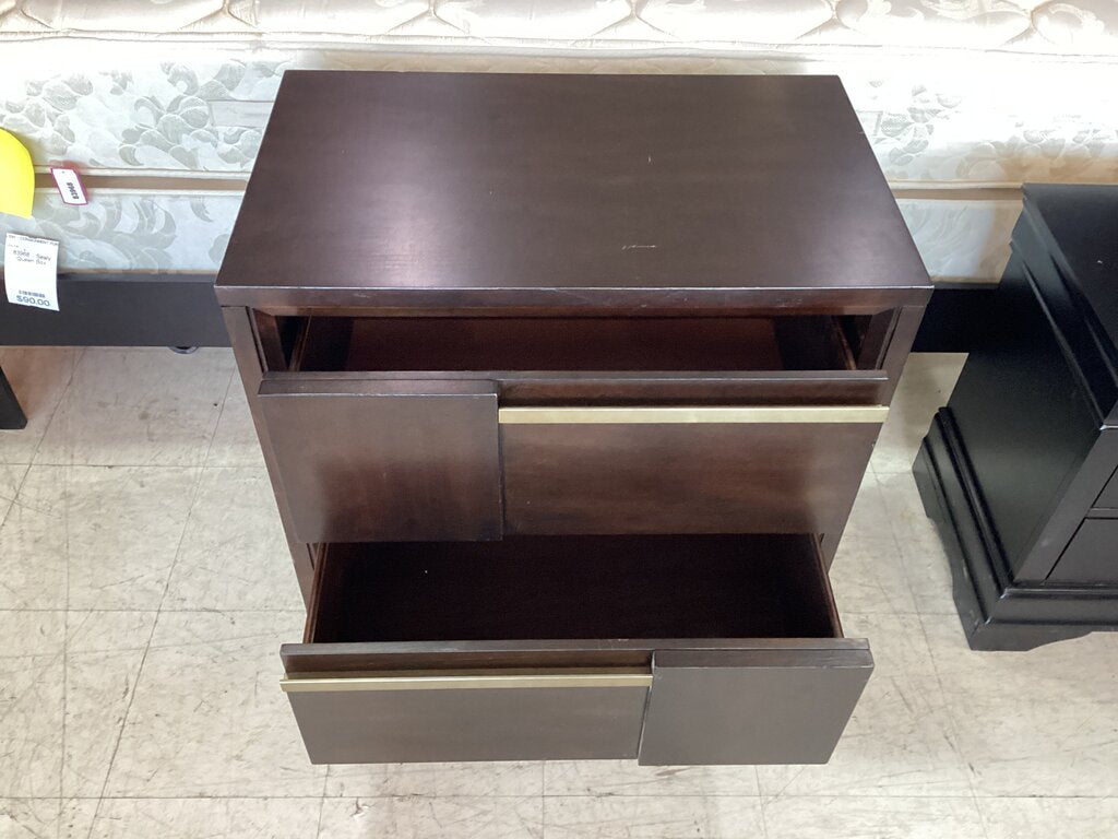 83870 - Two Drawer Brown Nightstand 29x18x30