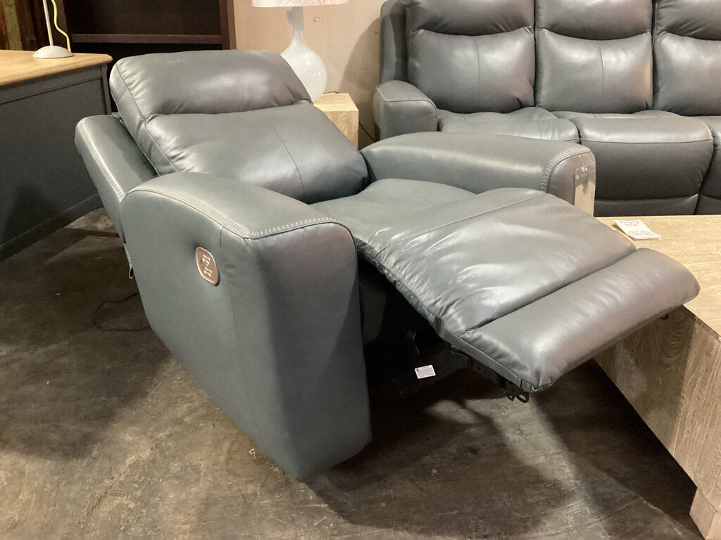 80625 - Ashley Mindanao Steel Leather Power Recliner 42x31x27