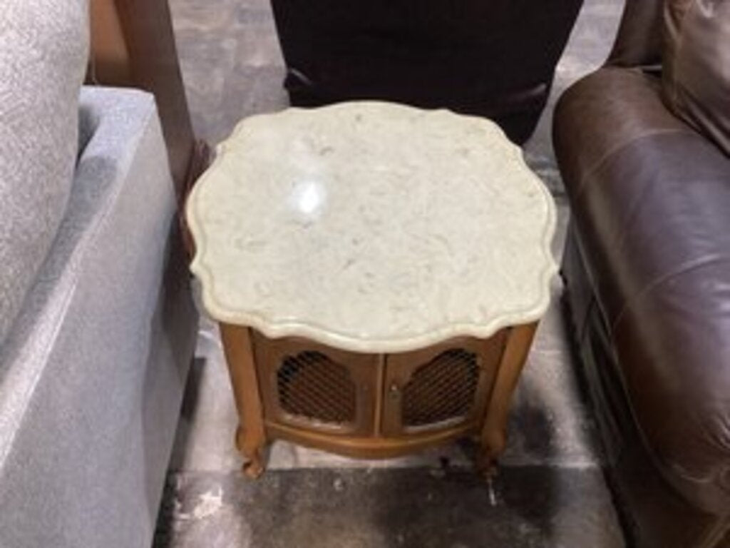 83933 Vintage Marble Top End Table 27x27x22