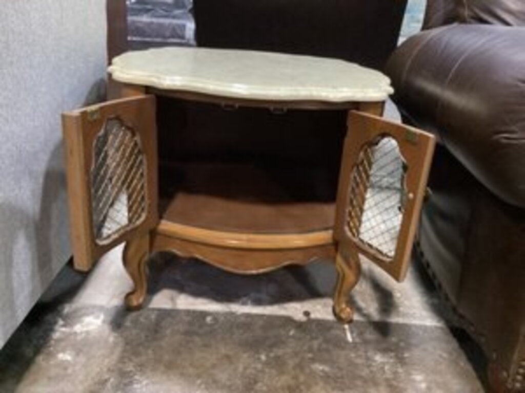 83933 Vintage Marble Top End Table 27x27x22