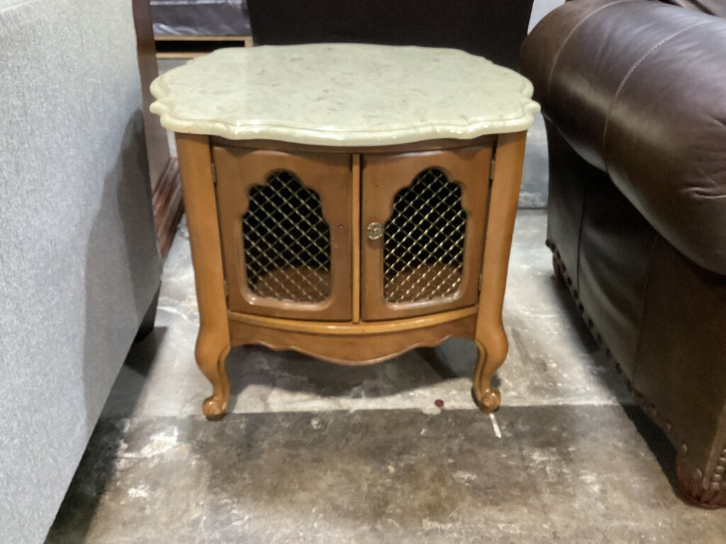 83933 Vintage Marble Top End Table 27x27x22