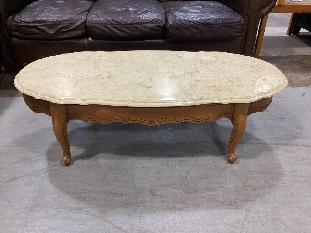 83932 Vintage Marble Top Coffee Table 51x25x15