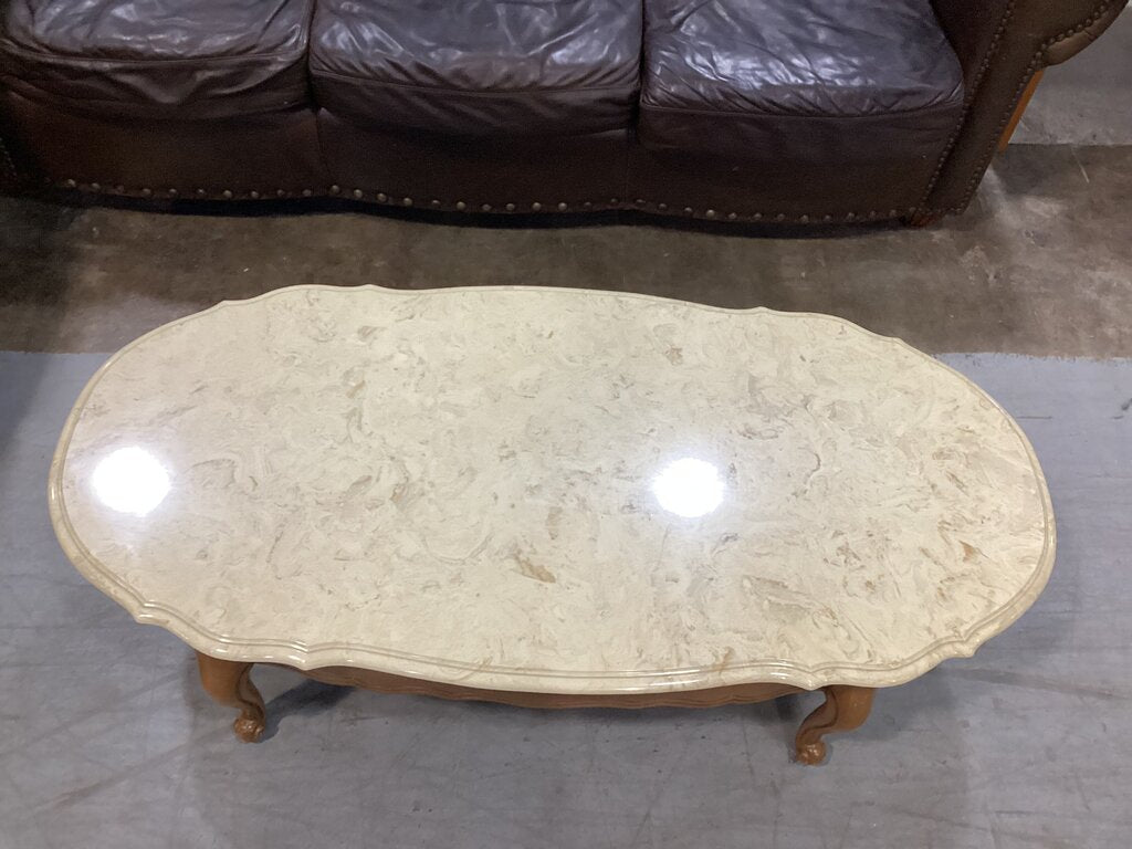 83932 Vintage Marble Top Coffee Table 51x25x15