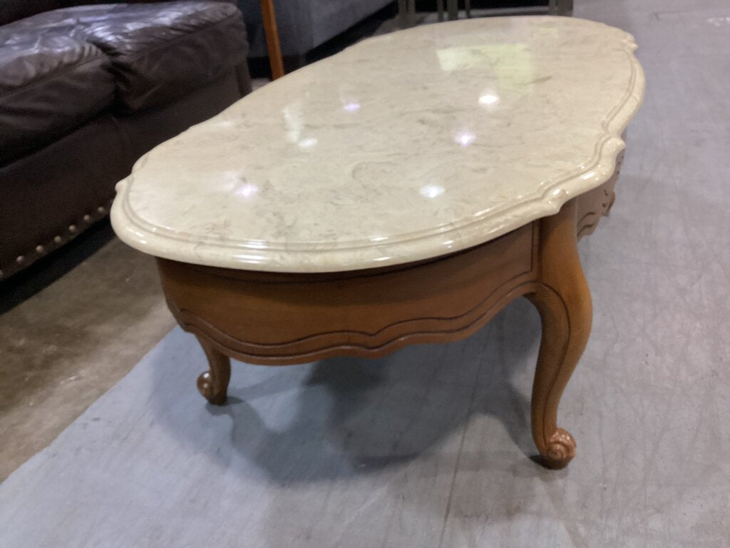83932 Vintage Marble Top Coffee Table 51x25x15