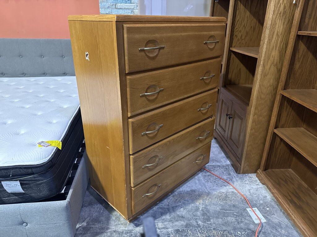 83996 - Five Drawer Oak Chest 34x18x48