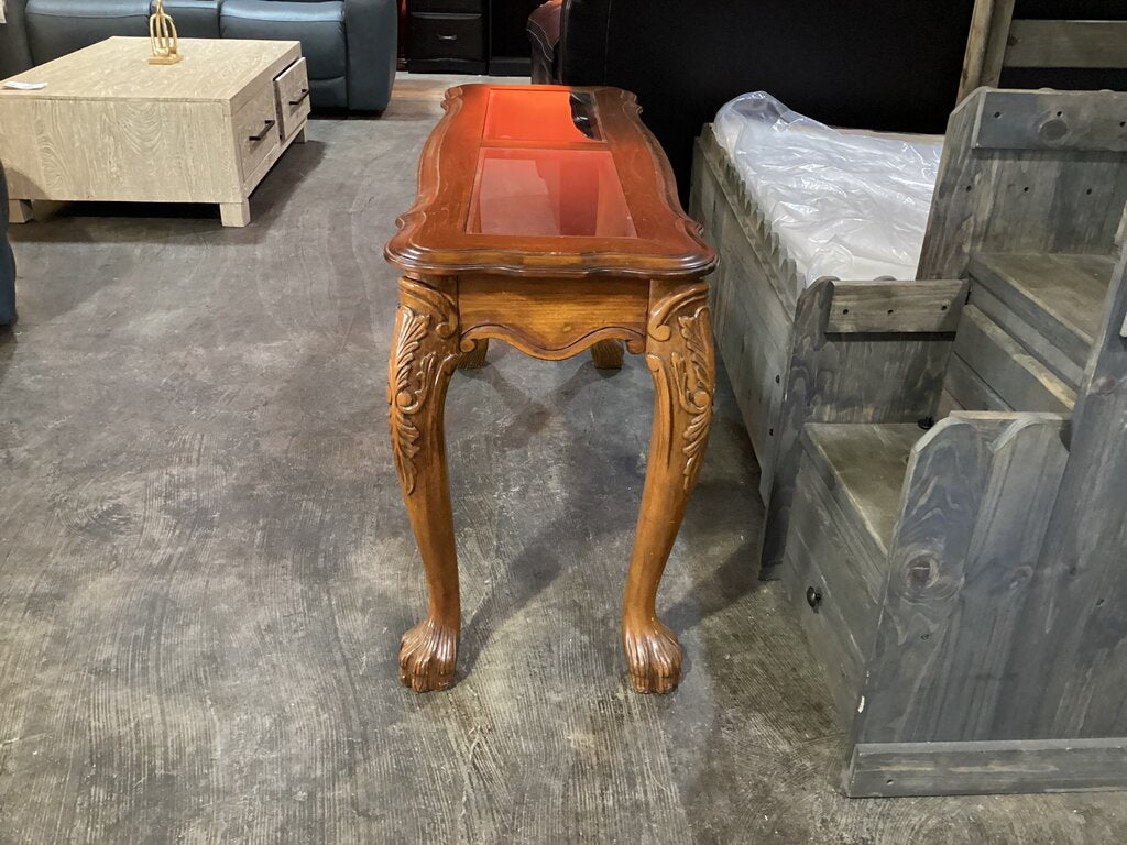 80613 - Wooden Glass Top Sofa Table 50x17x27