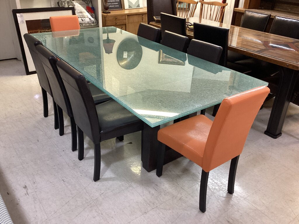 80658 Mark Hawley Design 9Pc Shattered Glass Dining Table 90x42x30