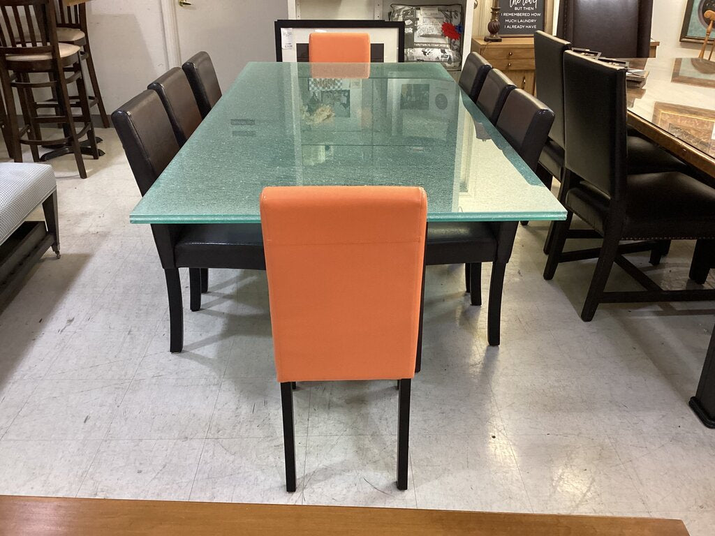 80658 Mark Hawley Design 9Pc Shattered Glass Dining Table 90x42x30