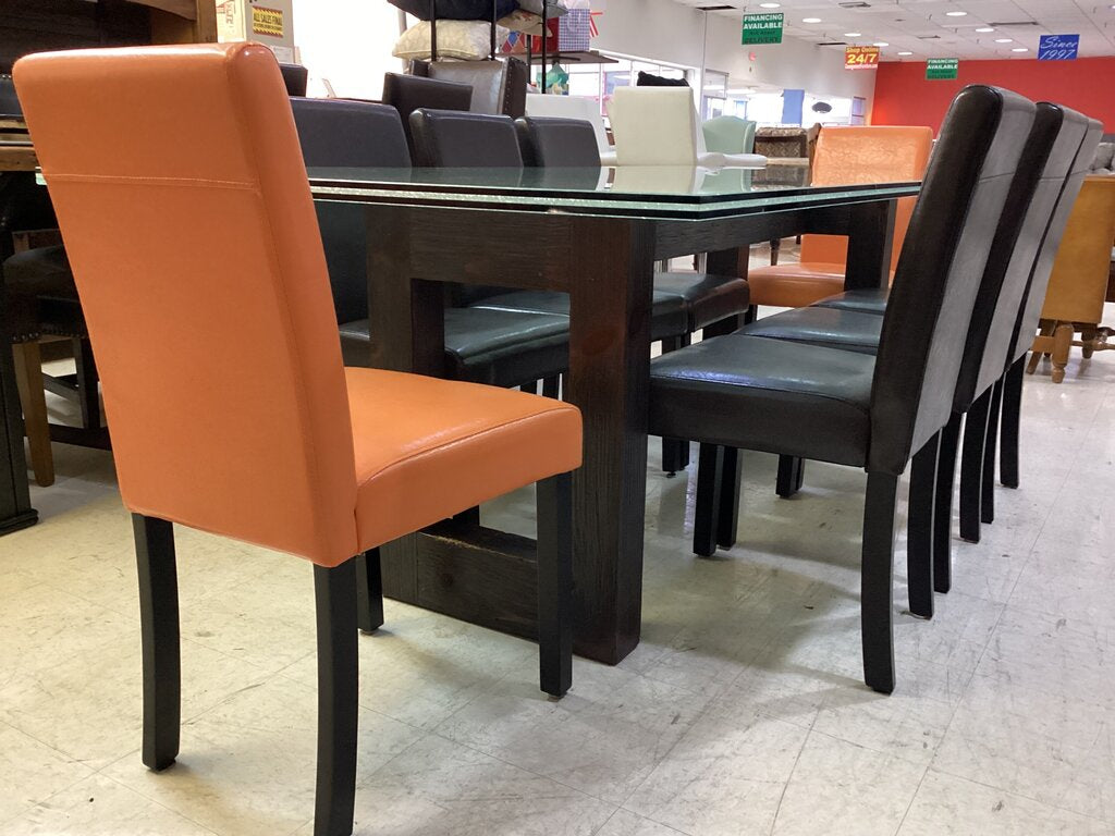 80658 Mark Hawley Design 9Pc Shattered Glass Dining Table 90x42x30