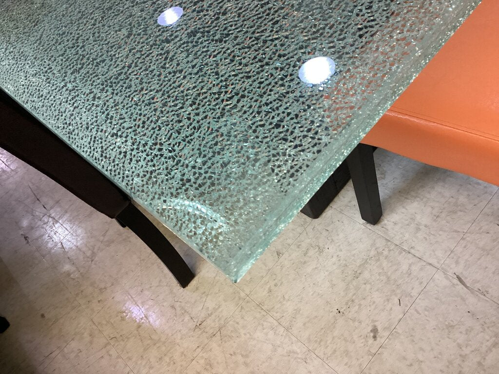 80658 Mark Hawley Design 9Pc Shattered Glass Dining Table 90x42x30