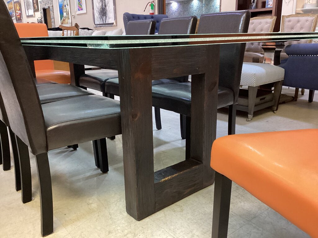 80658 Mark Hawley Design 9Pc Shattered Glass Dining Table 90x42x30