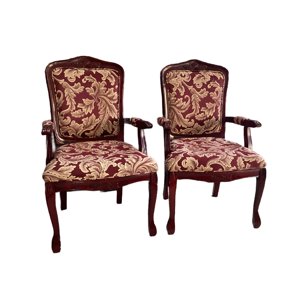 80686 Pair Of Cherry/Floral Armchairs 24x21x40
