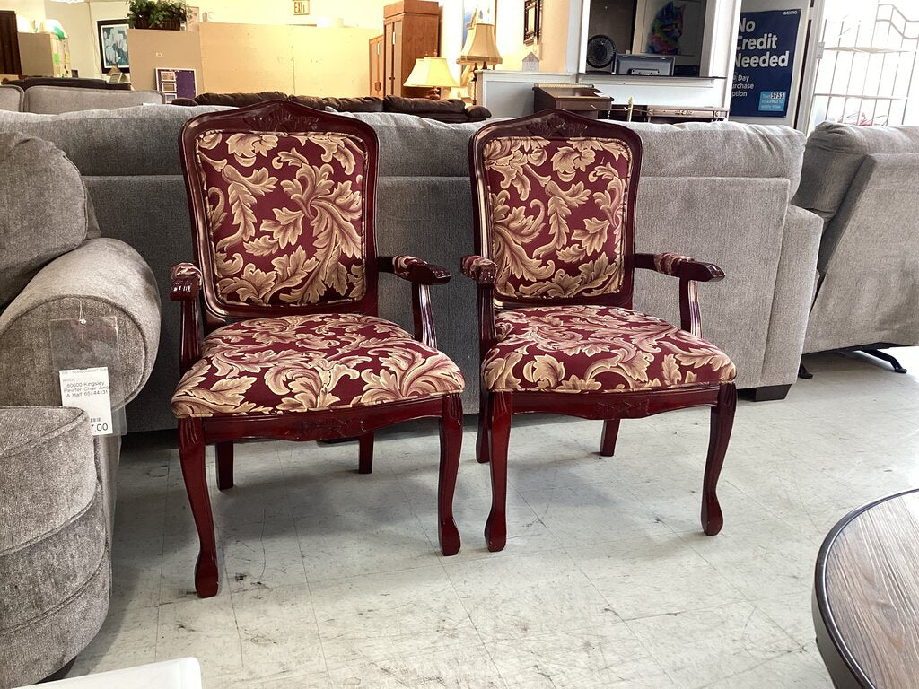 80686 Pair Of Cherry/Floral Armchairs 24x21x40