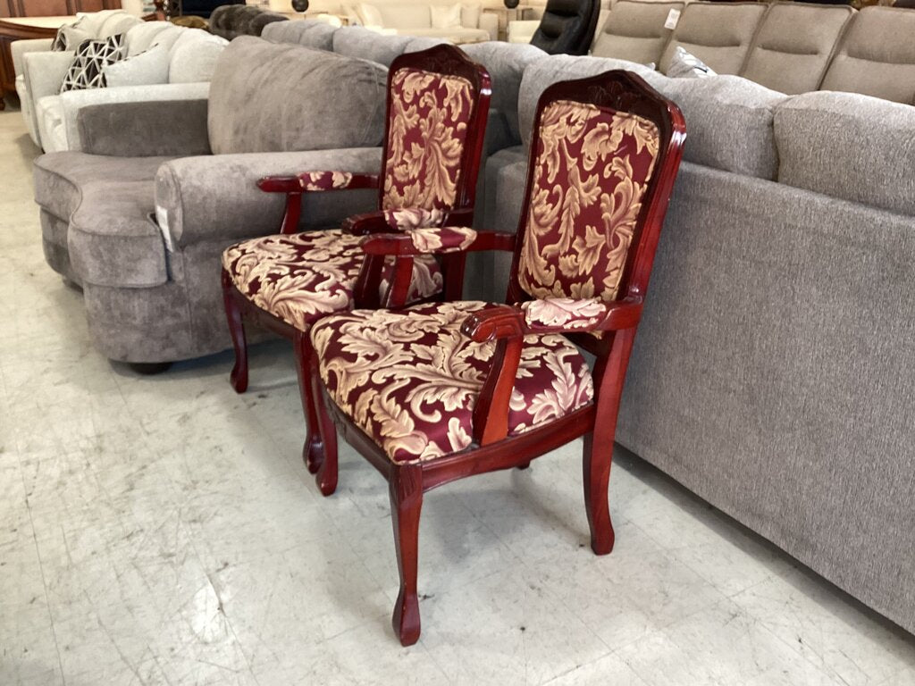80686 Pair Of Cherry/Floral Armchairs 24x21x40