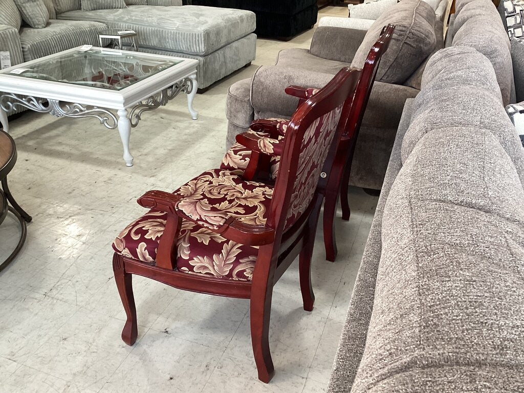 80686 Pair Of Cherry/Floral Armchairs 24x21x40