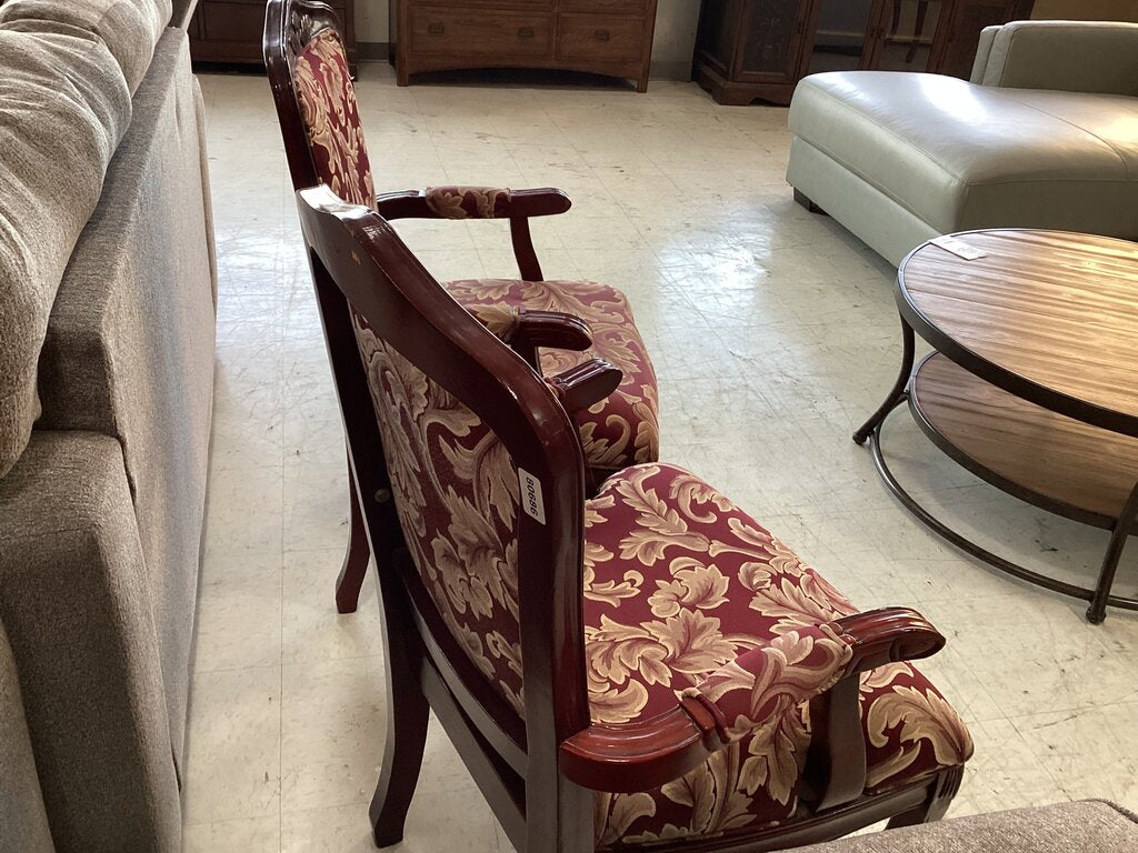 80686 Pair Of Cherry/Floral Armchairs 24x21x40