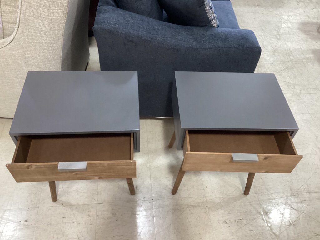 80802 Pair Of Jax Wood & Metal Accent Tables 14.0" L x 19.6" W x 23.8" H