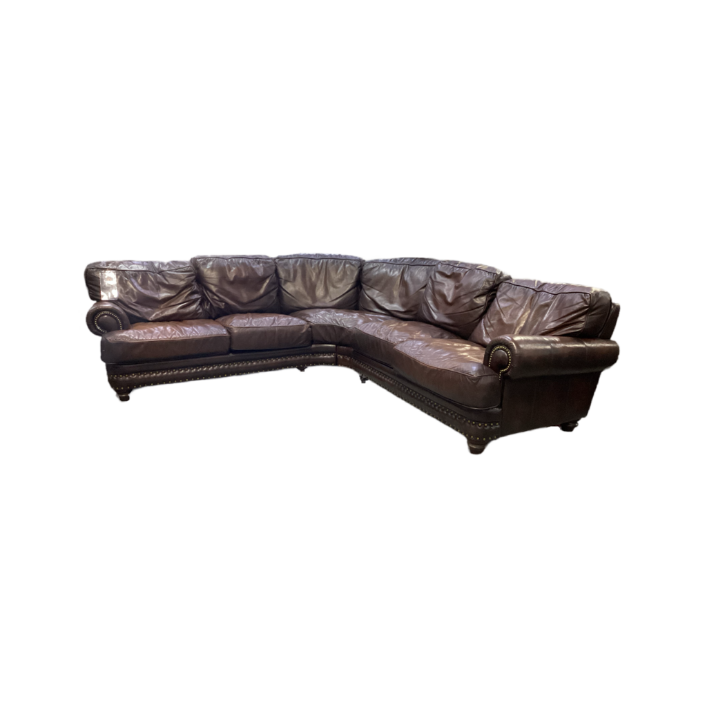 80811 Leather 2pc Curved Sectional 108x108x34