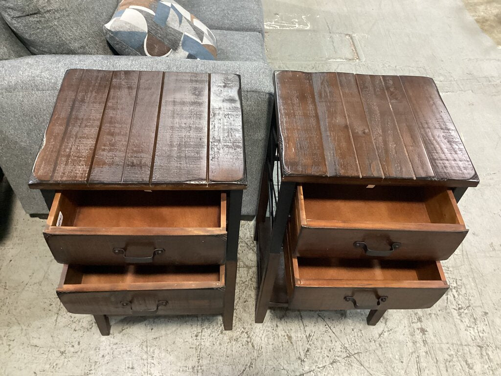 80797 - Pair Of Metal / Wood Side Tables 18x16x32