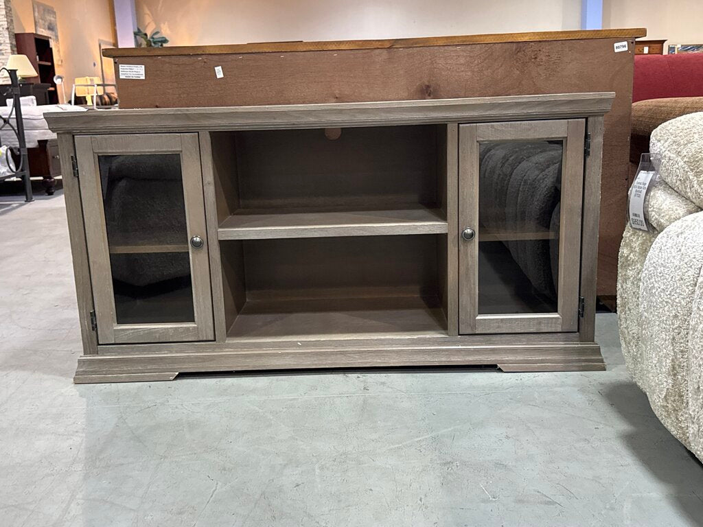 80795 - Glass Door Tan TV Console 55x17x28