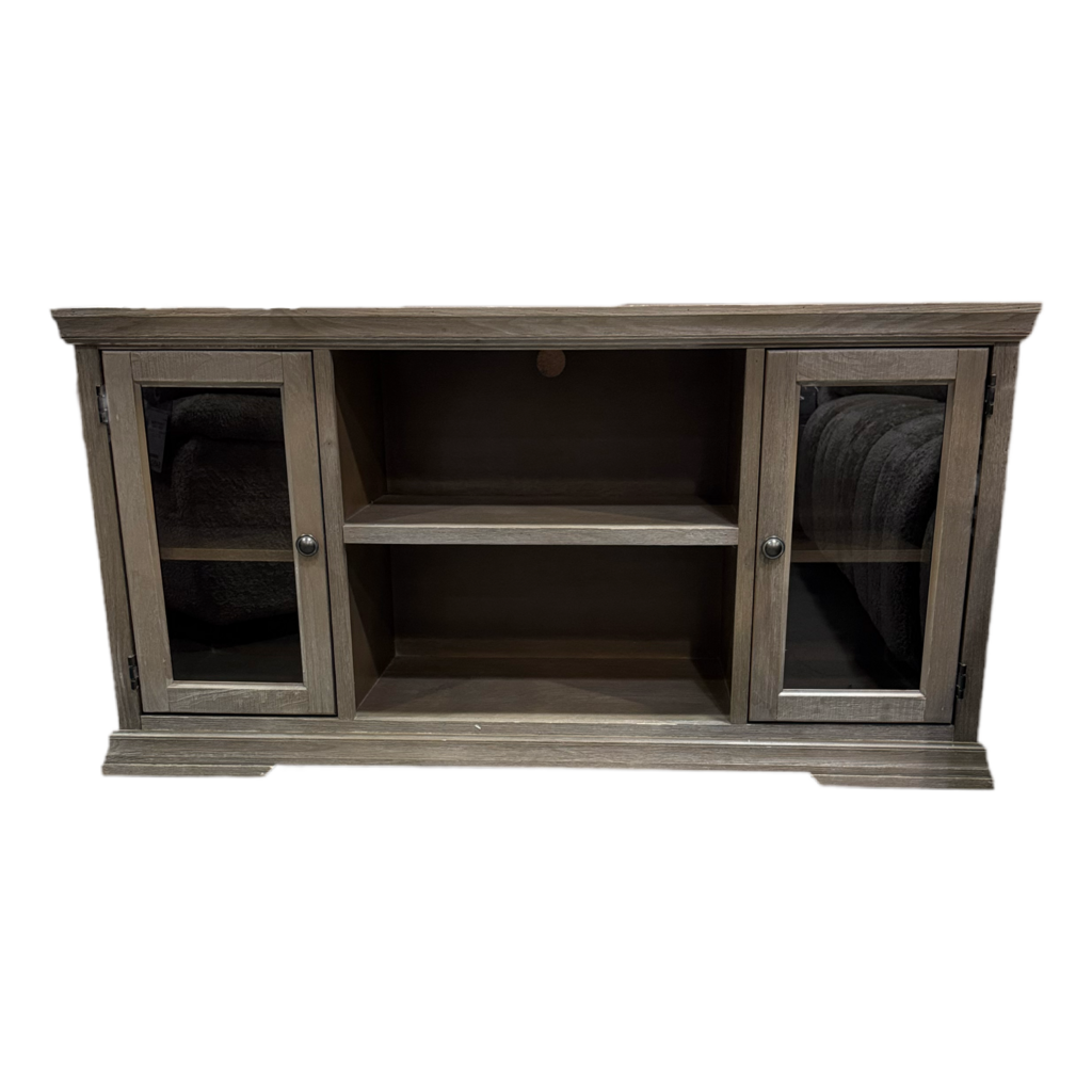 80795 - Glass Door Tan TV Console 55x17x28