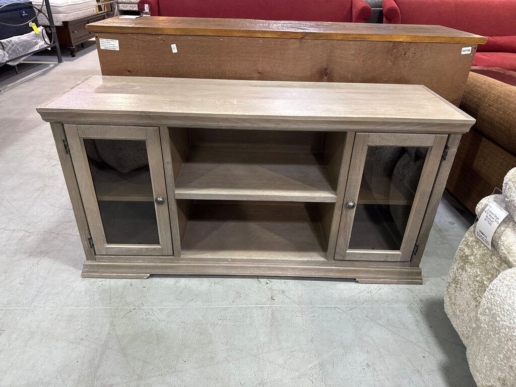 80795 - Glass Door Tan TV Console 55x17x28