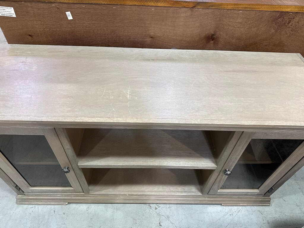 80795 - Glass Door Tan TV Console 55x17x28