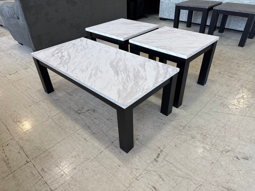 Terra White NEW 3pc Table Set 47x23x17; 23x23x20 (741099)