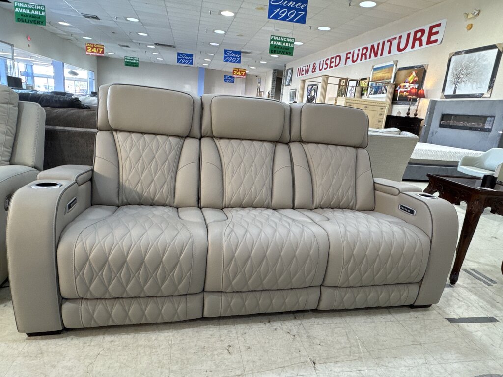 80956 - Ashley Boyington Gray Leather Power Reclining Sofa 86x40x45