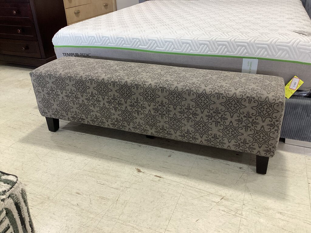 80975 Gray Upholstered Bench 61x14x19