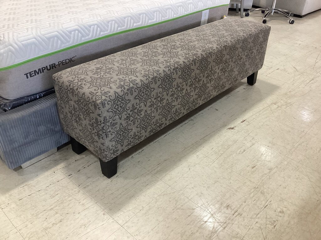 80975 Gray Upholstered Bench 61x14x19