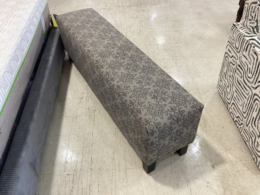 80975 Gray Upholstered Bench 61x14x19