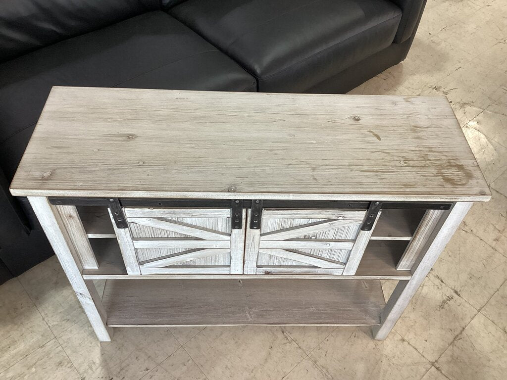 80976 White Washed Barn Door Hall Console 40x14x32