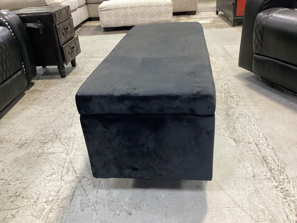 80966 (8530-2) Black Velvet Storage Ottoman Bench 45x18x18