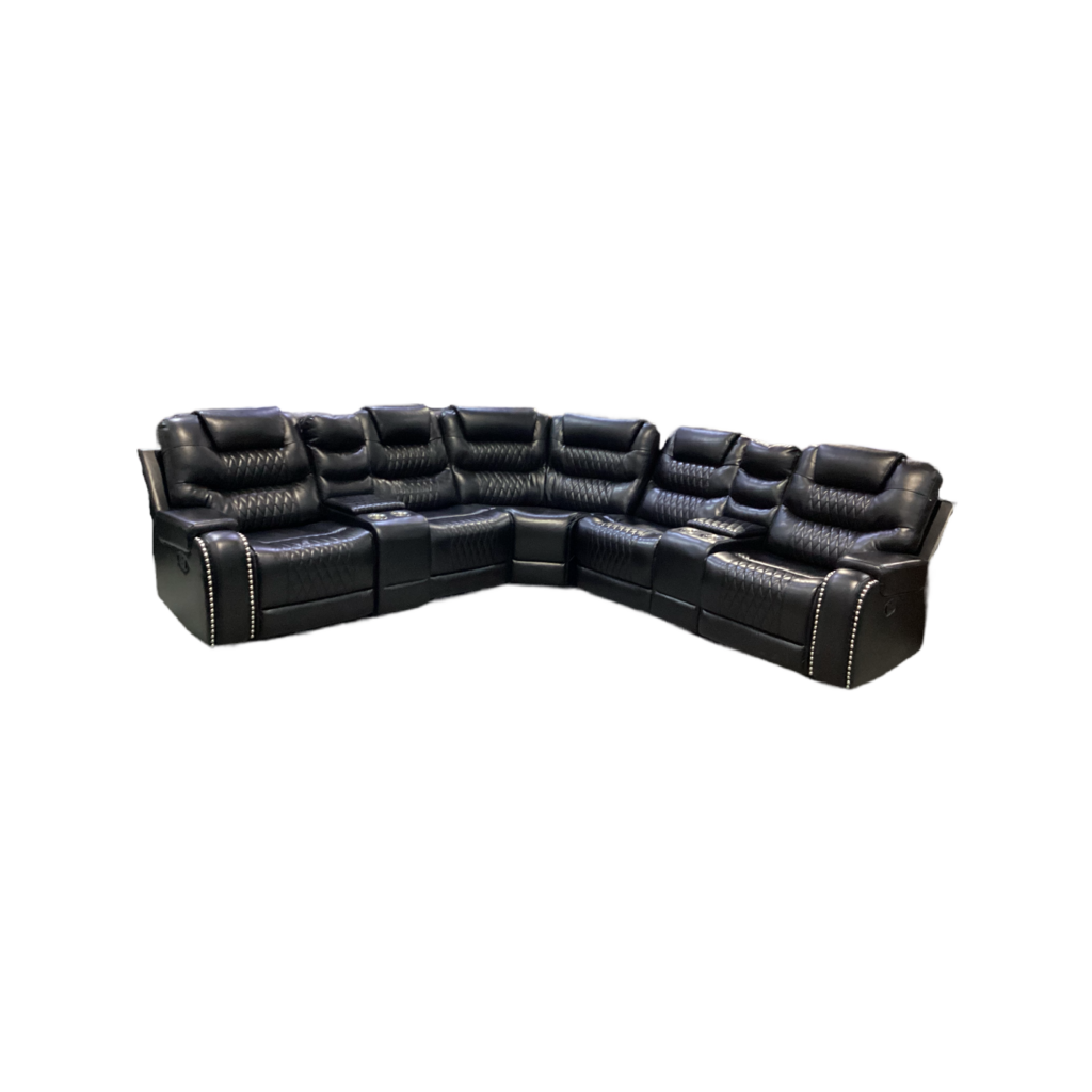 80972 Black 7pc Reclining Sectional 119x119x43